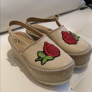 Beige wedge shoes sandals